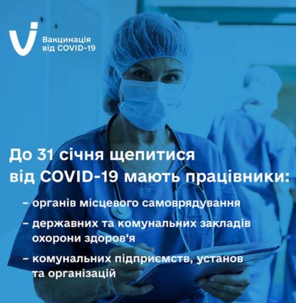 З 31 січня 2022 року невакцинованих працівників держзакладів відсторонятимуть від роботи