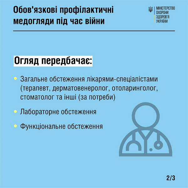 Хто з працівників має проходити обов'язкові профілактичні медогляди під час воєнного стану, — роз’яснення МОЗ