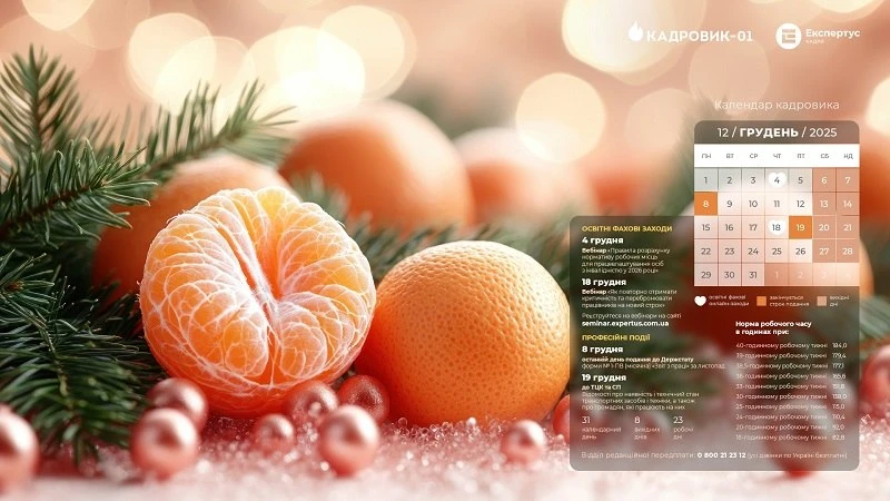 Виробничий календар на грудень 2025