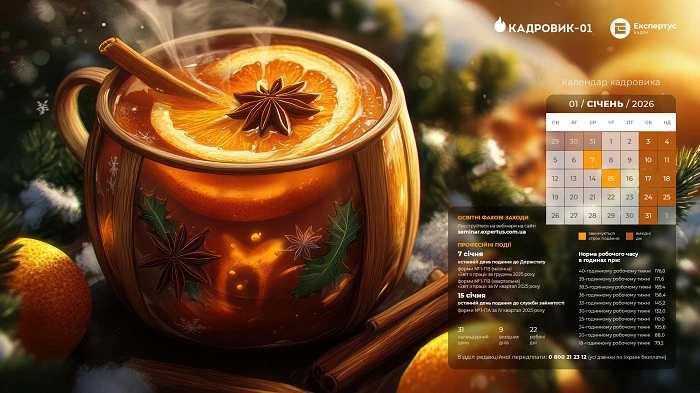 Виробничий календар на січень 2026