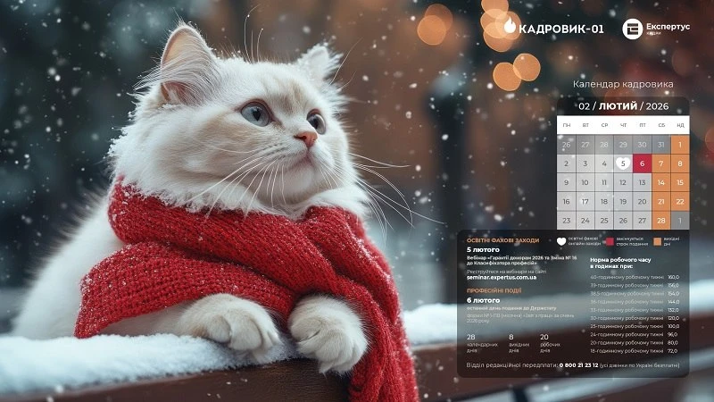 Виробничий календар на лютий 2026