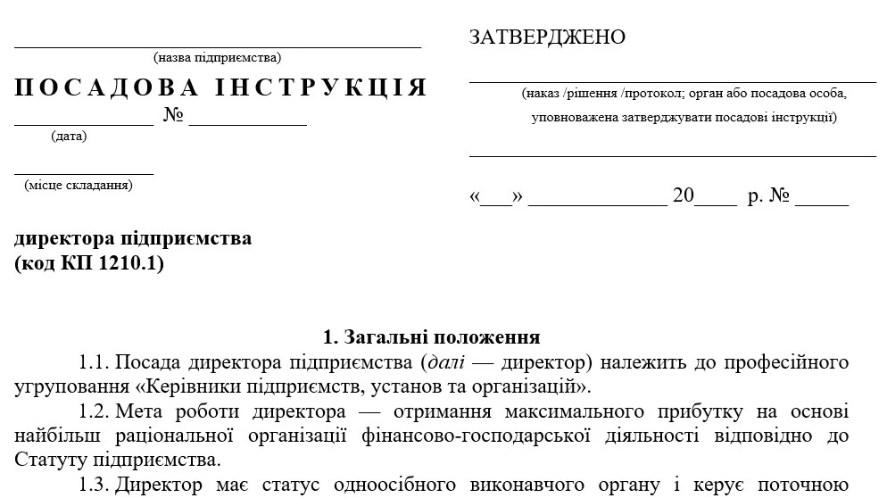 Скачати Посадову інструкцію директора