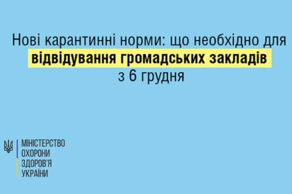 З 6 грудня діятимуть нові карантинні норми З 6 грудня діятимуть нові карантинні норми