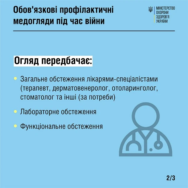 Хто з працівників має проходити обов'язкові профілактичні медогляди під час воєнного стану, — роз’яснення МОЗ