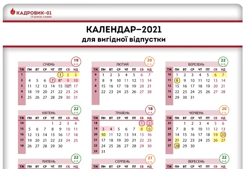 Календар—2021 для вигідної відпустки
