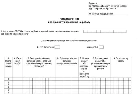 Бланк повідомлення ДФС про прийняття працівника на роботу Бланк повідомлення ДФС про прийняття працівника на роботу