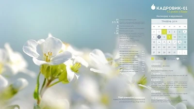 Календар кадровика на травень 2019 року Календар кадровика на травень 2019 року