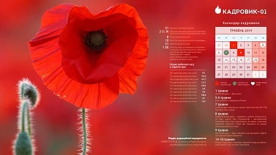 Календар кадровика на травень 2019 року Календар кадровика на травень 2019 року