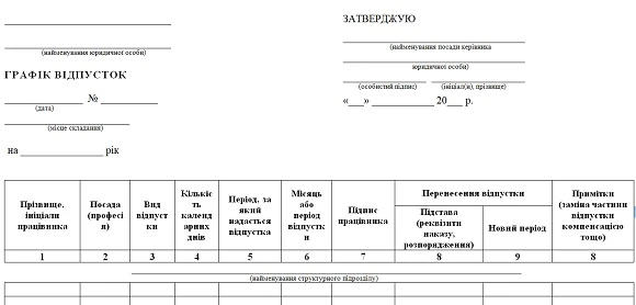 Графік відпусток 2020: бланк і особливості оформлення графік відпусток бланк 2020 скачать