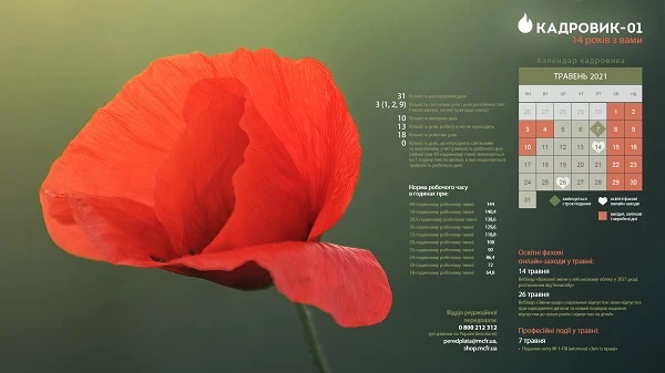 Виробничий календар: травень 2021 Виробничий календар: травень 2021