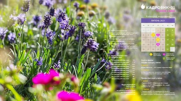 Виробничий календар: липень 2021 Виробничий календар: липень 2021
